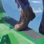 3M or KSC anti-slip abrasive tape with adhesive back. Sold in strips, cleats, and rolls. Use on smooth surfaces only.